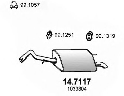 Глушитель выхлопных газов конечный ASSO 14.7117