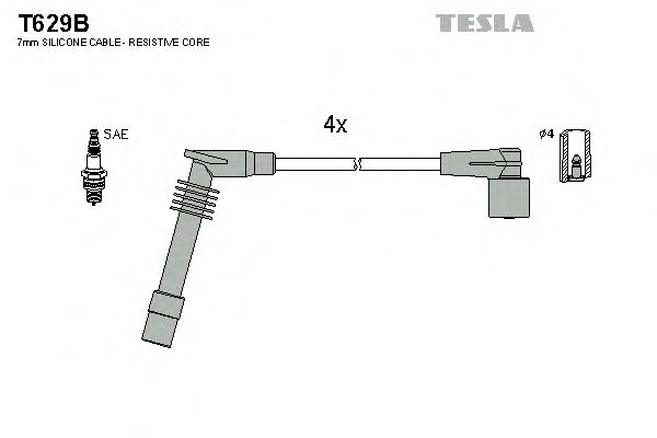 Комплект проводов зажигания TESLA T629B