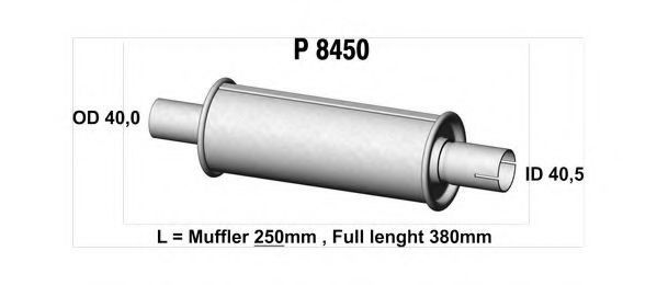 Глушитель выхлопных газов конечный, универсальный FENNO 8450