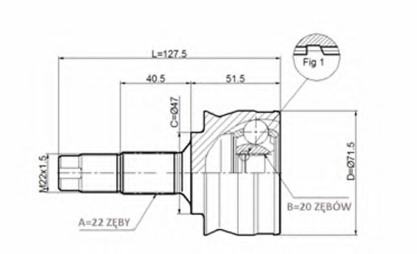 Шарнирный комплект, приводной вал STATIM C.325