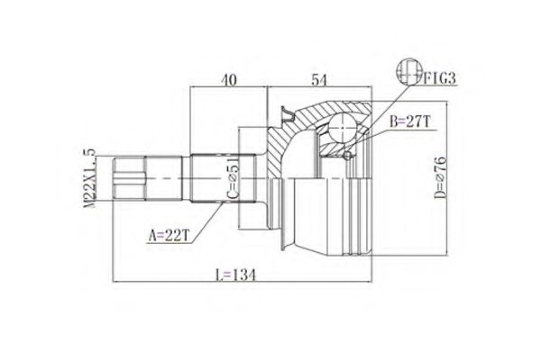 Шарнирный комплект, приводной вал STATIM C.141