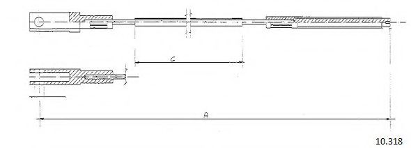 Трос, управление сцеплением CABOR 10318