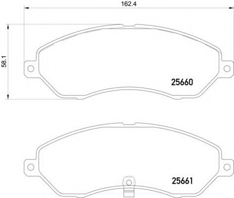 Комплект тормозных колодок, дисковый тормоз HELLA PAGID 25660