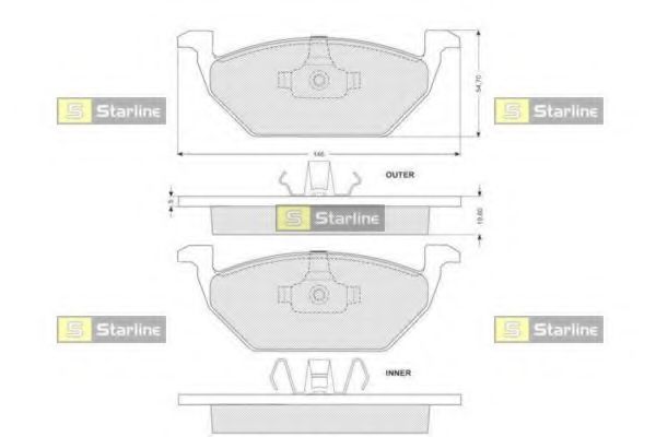 Комплект тормозных колодок, дисковый тормоз STARLINE BD S004SP