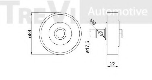 Натяжной ролик, поликлиновой  ремень TREVI AUTOMOTIVE T2502