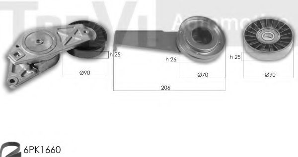 Поликлиновой ременный комплект TREVI AUTOMOTIVE KA1018