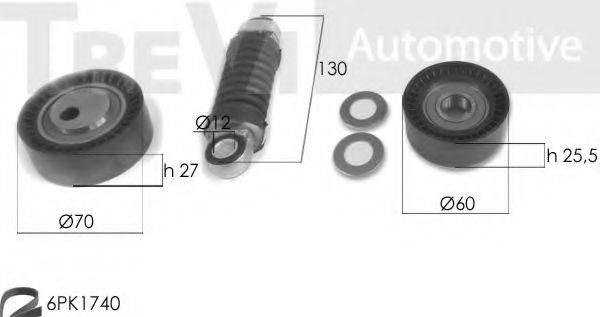 Комплект роликов, поликлиновой ремень TREVI AUTOMOTIVE KA1112F