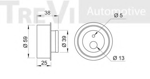 Натяжной ролик, ремень ГРМ TREVI AUTOMOTIVE T1115