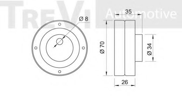 Паразитный / ведущий ролик, поликлиновой ремень TREVI AUTOMOTIVE T1268