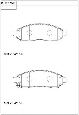 Комплект тормозных колодок, дисковый тормоз ASIMCO KD1775H