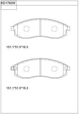 Комплект тормозных колодок, дисковый тормоз ASIMCO KD1782W