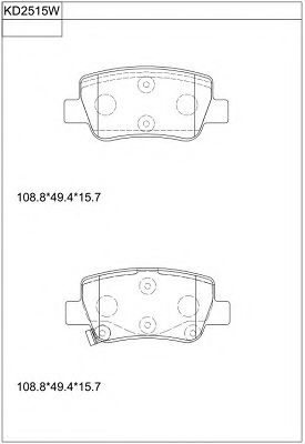 Комплект тормозных колодок, дисковый тормоз ASIMCO KD2515W