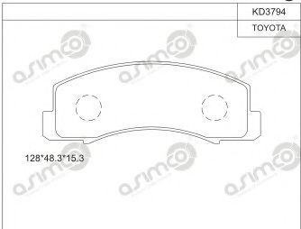 Комплект тормозных колодок, дисковый тормоз ASIMCO KD3794