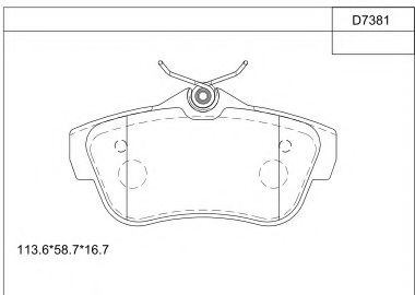 Комплект тормозных колодок, дисковый тормоз ASIMCO KD7381