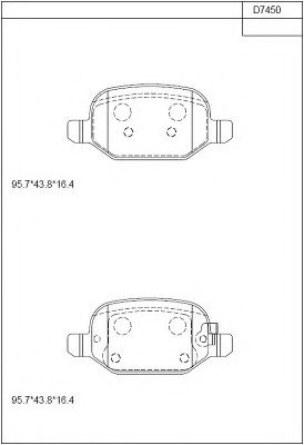 Комплект тормозных колодок, дисковый тормоз ASIMCO KD7450