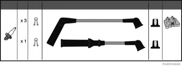 Комплект проводов зажигания HERTH+BUSS JAKOPARTS J5382001