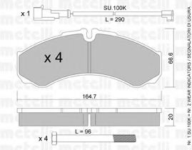 Комплект тормозных колодок, дисковый тормоз METELLI 22-0212-1K