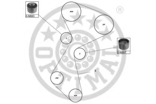 Комплект ремня ГРМ OPTIMAL R1045