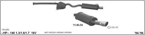 Система глушителя для спортивного автомобиля IMASAF 502000127