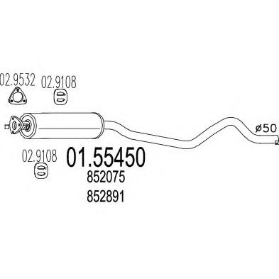 Средний глушитель выхлопных газов CIA 18300