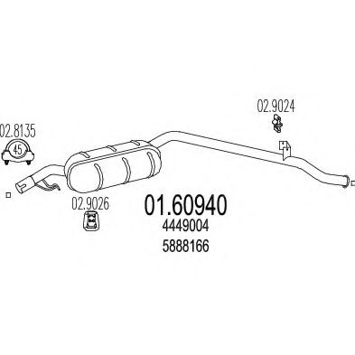 Глушитель выхлопных газов конечный MTS 01.60940