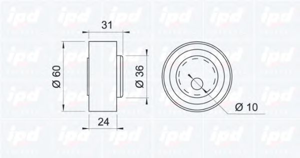 Натяжной ролик, ремень ГРМ IPD 140073