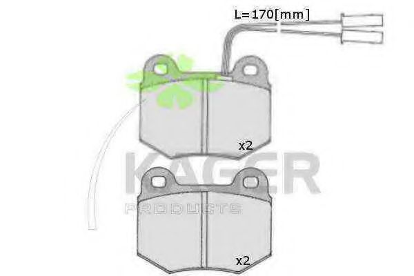 Комплект тормозных колодок, дисковый тормоз KAGER 20323