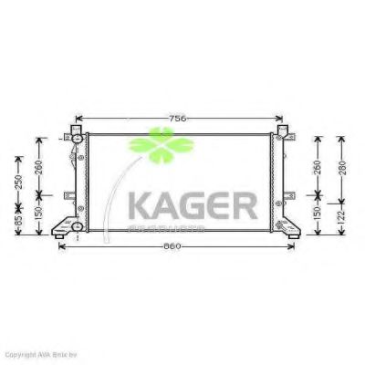 Радиатор, охлаждение двигателя KAGER 31-2603