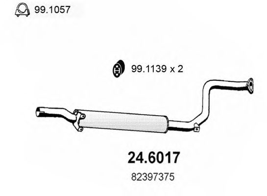 Средний глушитель выхлопных газов ASSO 24.6017