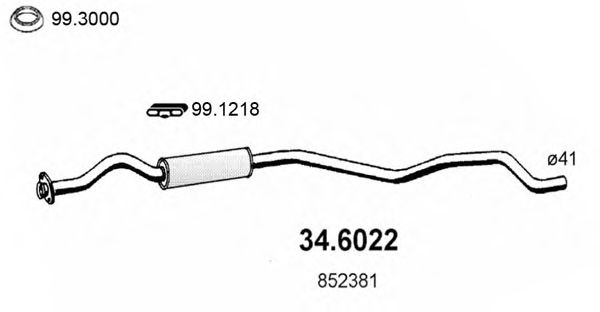 Средний глушитель выхлопных газов ASSO 346022