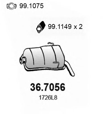 Глушитель выхлопных газов конечный ASSO 36.7056