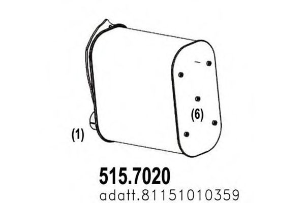 Средний / конечный глушитель ОГ ASSO 515.7020