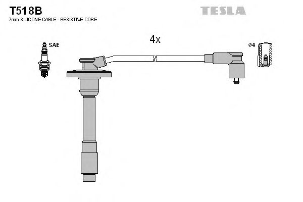 Комплект проводов зажигания TESLA T518B