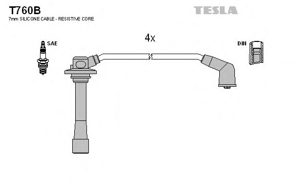 Комплект проводов зажигания TESLA T760B