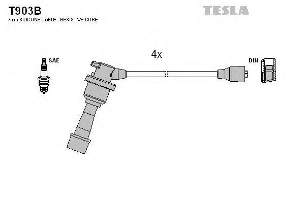 Комплект проводов зажигания TESLA T903B