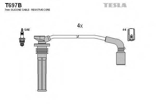 Комплект проводов зажигания TESLA T697B