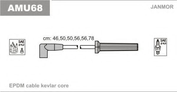 Комплект проводов зажигания JANMOR AMU68