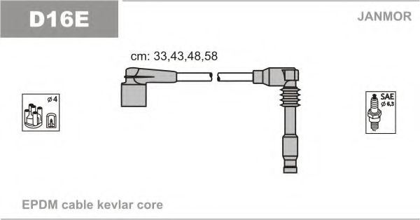 Комплект проводов зажигания JANMOR D16E