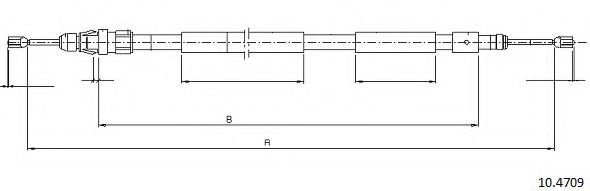 Трос, стояночная тормозная система CABOR 10.4709