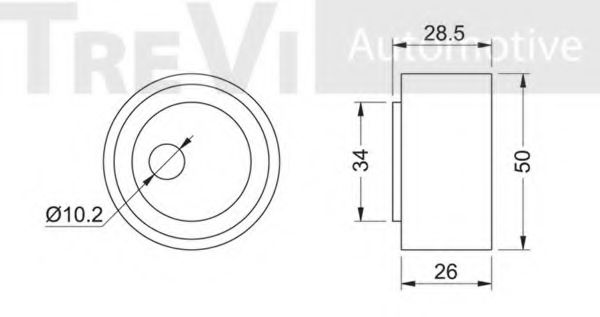 Натяжной ролик, поликлиновой  ремень TREVI AUTOMOTIVE 575156