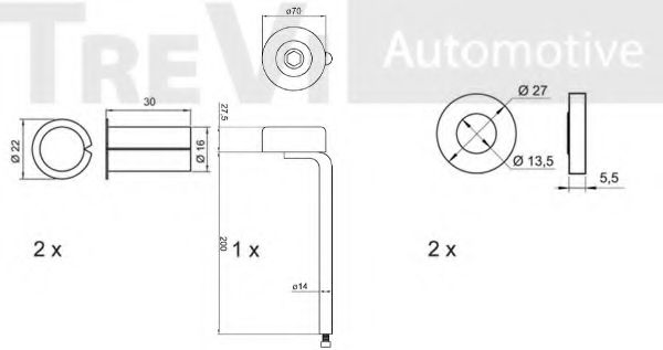 Комплект роликов, поликлиновой ремень TREVI AUTOMOTIVE TA1775