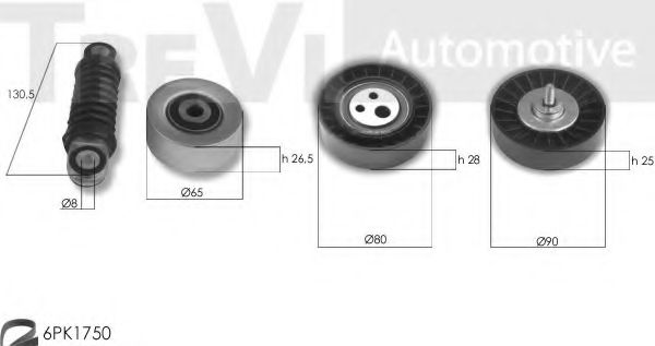 Комплект роликов, поликлиновой ремень TREVI AUTOMOTIVE KA1120F