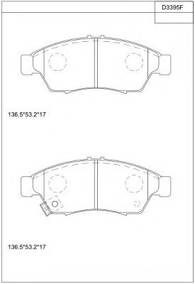 Комплект тормозных колодок, дисковый тормоз ASIMCO KD3395F