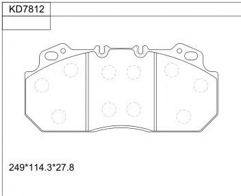 Комплект тормозных колодок, дисковый тормоз ASIMCO KD7812
