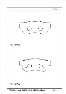 Комплект тормозных колодок, дисковый тормоз ASIMCO KD0203S