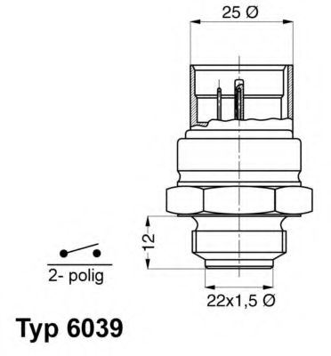 Термовыключатель, вентилятор радиатора WAHLER 6039.95D