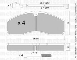 Комплект тормозных колодок, дисковый тормоз METELLI 22-0578-0K