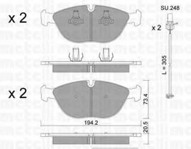 Комплект тормозных колодок, дисковый тормоз METELLI 22-0828-2K