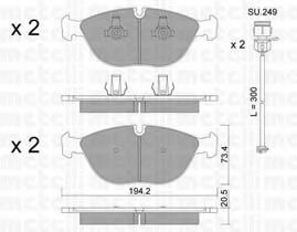 Комплект тормозных колодок, дисковый тормоз METELLI 22-0828-3K