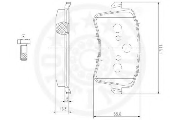 Комплект тормозных колодок, дисковый тормоз OPTIMAL 12443